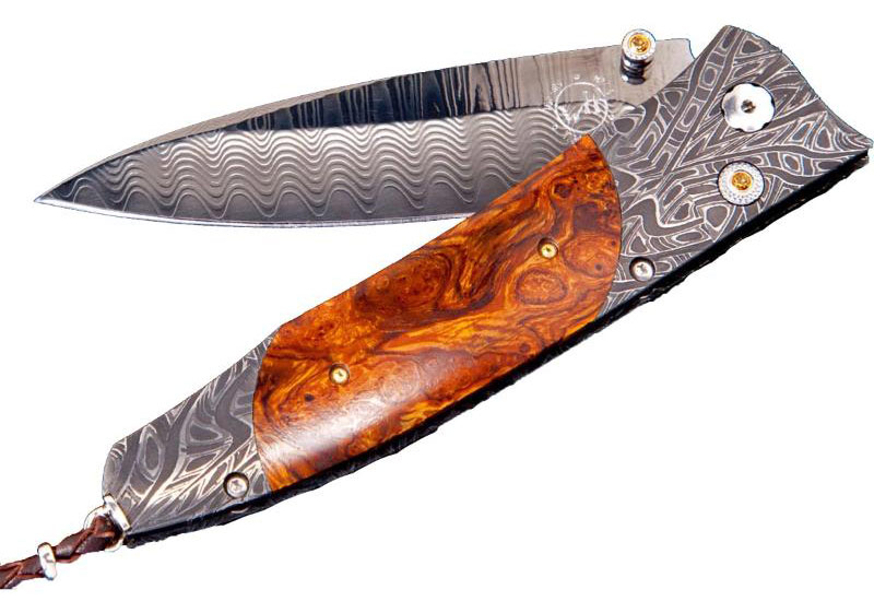 Desert Ironwood Inlay Damascus Steel Folding Knife