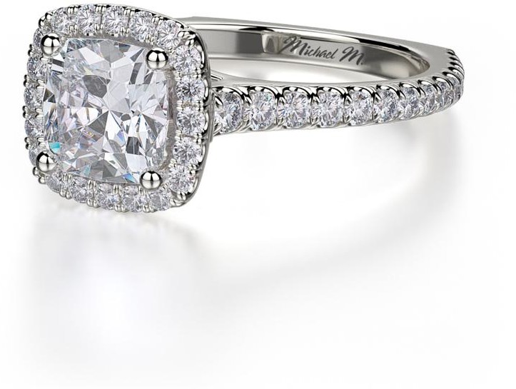 Pave Cushion Cut Engagement Rings