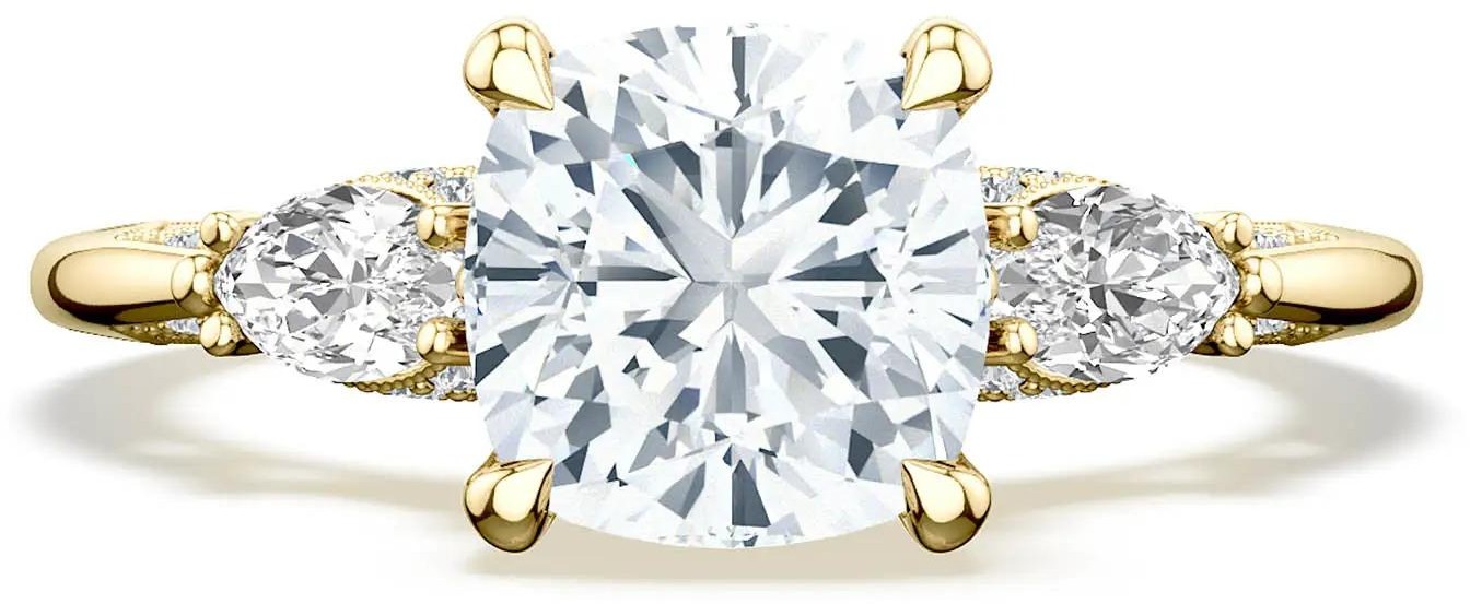3 Stone Cushion Cut Engagement Rings