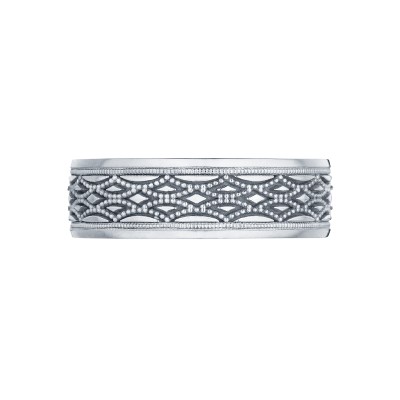 116-7 Sculpted Crescent Men's Platinum Wedding Band