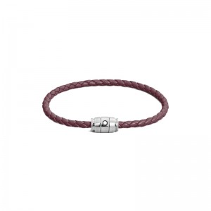 13431363 Meisterstück Collection Three Ring Stainless Steel Bracelet In Brown Leather