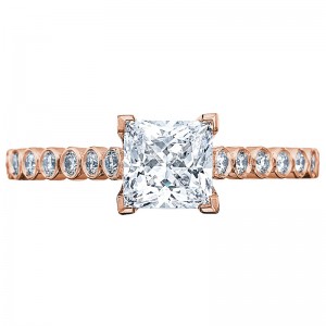 200-2PR55-PK Sculpted Crescent Rose Gold Princess Cut Engagement Ring 1
