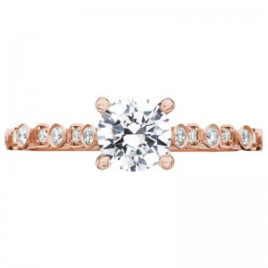 201-2RD65-PK Sculpted Crescent Rose Gold Round Engagement Ring 1