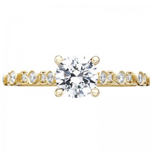 201-2RD-6Y Sculpted Crescent Yellow Gold Round Engagement Ring 0.75