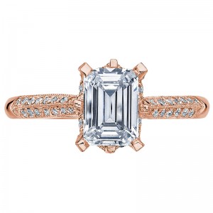 2504EMP-9X7PK Simply Tacori Rose Gold Emerald Cut Engagement Ring 2.25