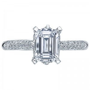2504EMP-9X7W Simply Tacori White Gold Emerald Cut Engagement Ring 2.75