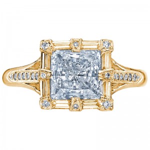 2525PR-55Y Simply Tacori Yellow Gold  Princess Cut Engagement Ring 0.75