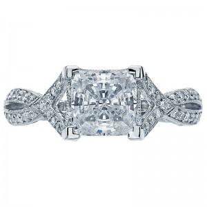 2565PR-7 Ribbon Platinum Princess Cut Engagement Ring 2
