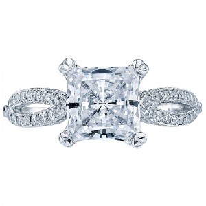 2573PR7-W Ribbon White Gold Princess Cut Engagement Ring 2