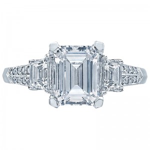 2579EM85X65 Simply Tacori Platinum Emerald Cut Engagement Ring 2