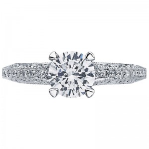 2616RD65 Classic Crescent Platinum Round Engagement Ring 1