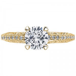 2616RD-6Y Classic Crescent Yellow Gold Round Engagement Ring 0.75