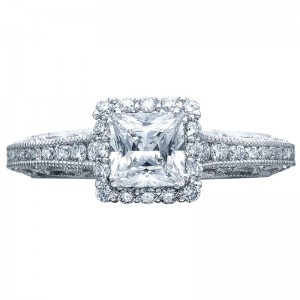 2618PR-65W Reverse Crescent White Gold Princess Cut Engagement Ring 1.75