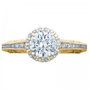 2618RD6-Y Reverse Crescent Yellow Gold Round Engagement Ring 0.75
