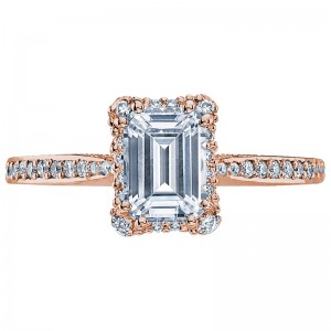 2620ECSMP-P-K Dantela Rose Gold Emerald Cut Engagement Ring 1.25