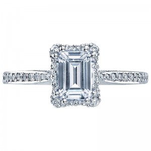 2620EC-MDP Dantela Platinum Emerald Cut Engagement Ring 1.75