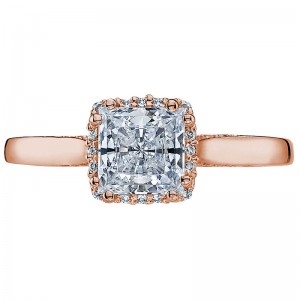 2620PR-PTW Dantela Rose Gold Princess Cut Engagement Ring 0.45