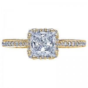 2620PR-LGPY Dantela Yellow Gold Princess Cut Engagement Ring 1.75