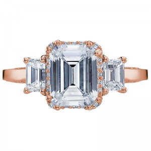 2621ECLG-PK Dantela Rose Gold Emerald Cut Engagement Ring 2