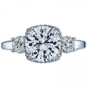 2623RD-MD Dantela Platinum Round Engagement Ring 1.5