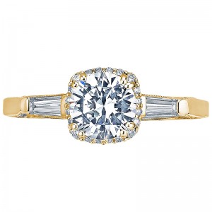2626RD-75Y Dantela Yellow Gold Round Engagement Ring 1.5