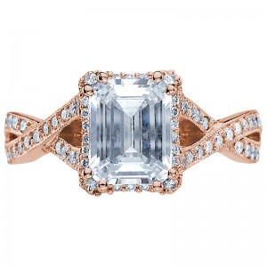 2627ECLG-PK Dantela Rose Gold Emerald Cut Engagement Ring 2.25