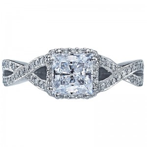 2627PR-SM Dantela Platinum Princess Cut Engagement Ring 1