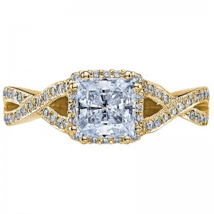 2627PR-LGY Dantela Yellow Gold Princess Cut Engagement Ring 1.75
