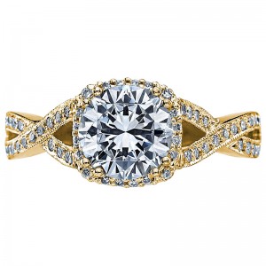 2627RD-SMY Dantela Yellow Gold Round Engagement Ring 1