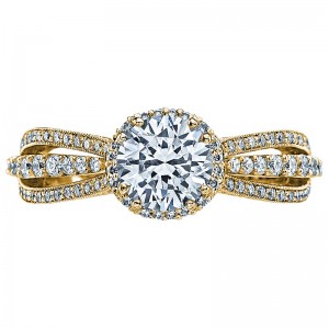 2641RDP65-Y Dantela Yellow Gold Round Engagement Ring 1
