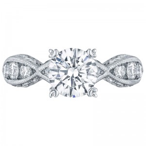 2644RD7512 Classic Crescent Platinum Round Engagement Ring 1.5