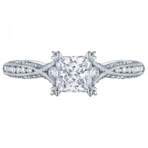 2645PR512-W Classic Crescent White Gold Princess Cut Engagement Ring 0.75