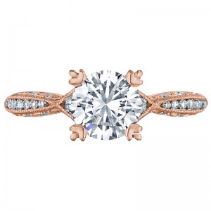 2645RD6512PK Classic Crescent Rose Gold Round Engagement Ring 1