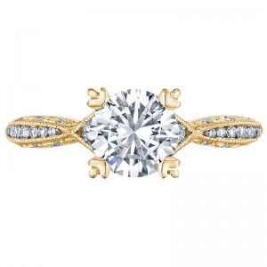 2645RD612-Y Classic Crescent Yellow Gold Round Engagement Ring 0.75
