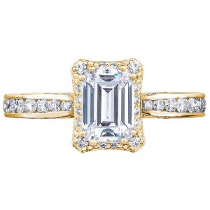 2646-25EC7X5Y Dantela Yellow Gold Emerald Cut Engagement Ring 1.25