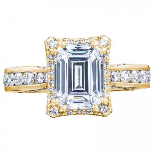 2646-35EC85X65Y Dantela Yellow Gold Emerald Cut Engagement Ring 2