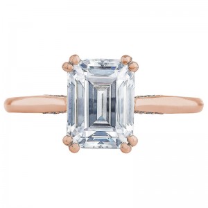 2650EC85X65-PK Simply Tacori Rose Gold Emerald Cut Engagement Ring 2