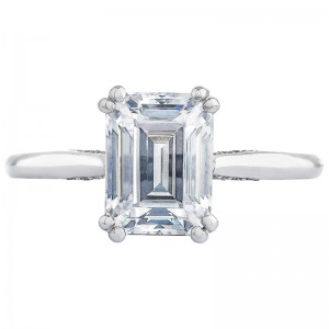 2650EC-65X45 Simply Tacori Platinum Emerald Cut Engagement Ring 0.75