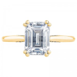 2650EC-65X45Y Simply Tacori Yellow Gold Emerald Cut Engagement Ring 0.75