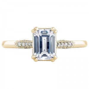 2651EC-85X65Y Simply Tacori Yellow Gold Emerald Cut Engagement Ring 2