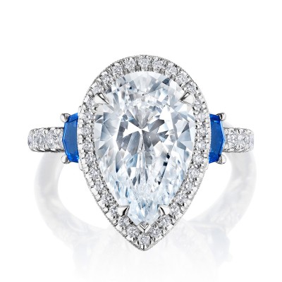 269322PSBS Pear 3-Stone Engagement Ring with Blue Sapphire