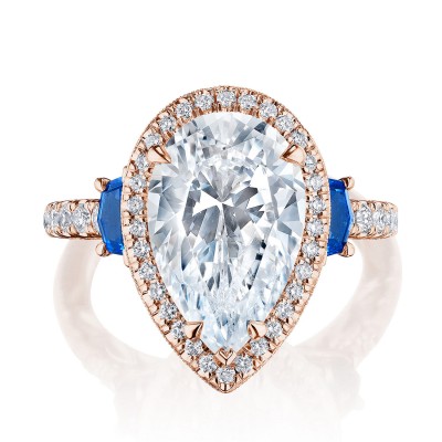 269322PSBS Pear 3-Stone Engagement Ring with Blue Sapphire