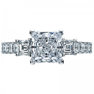 29-25PR7 Clean Crescent Platinum Princess Cut Engagement Ring 2