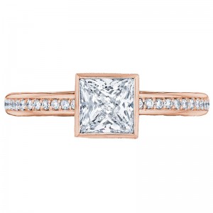 305-25PR-575PK Starlit Rose Gold Princess Cut Engagement Ring 1