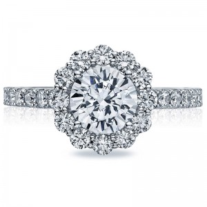 37-2RD-5W Full Bloom White Gold Round Engagement Ring 0.45