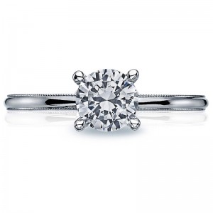 40-15RD-5 Sculpted Crescent Platinum Round Engagement Ring 0.45