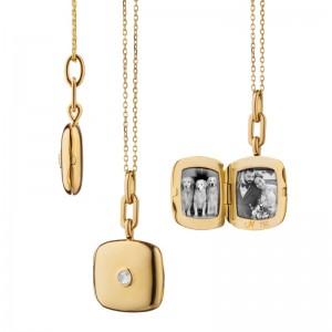 43146 Moinca Rich Kosann Diamond Locket In 18 Karat Yellow Gold