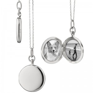 43165 Sterling Silver Locket On 18" Length Sterling Silver Open Link Chain