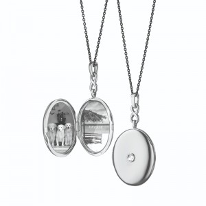 44319-SS Sapphire Locket In Sterling Silver