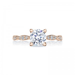 46-2RD6PK Sculpted Crescent Rose Gold Round Engagement Ring 0.75